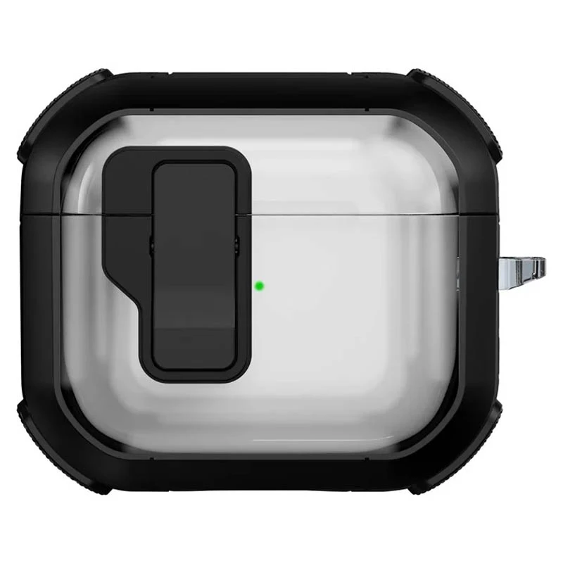 Футляр протиударний Locking Button для навушників Airpods 4, Black, Пластик, купити оптом з доставкою