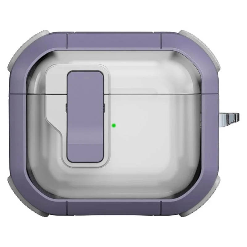 Футляр протиударний Locking Button для навушників Airpods 4, Light Purple, Пластик, купити оптом з доставкою
