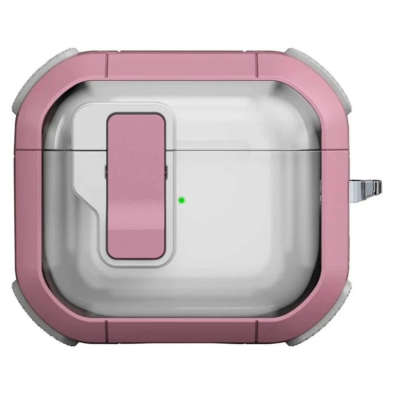 Футляр протиударний Locking Button для навушників Airpods 4, Pink, Пластик, купити оптом з доставкою