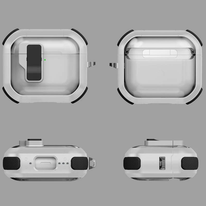 Футляр протиударний Locking Button для навушників Airpods 4, White 2, Пластик, купити оптом з доставкою