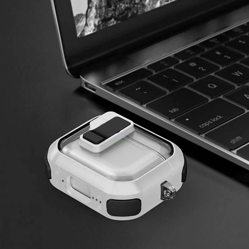 Футляр протиударний Locking Button для навушників Airpods 4, White 4, Пластик, купити оптом з доставкою