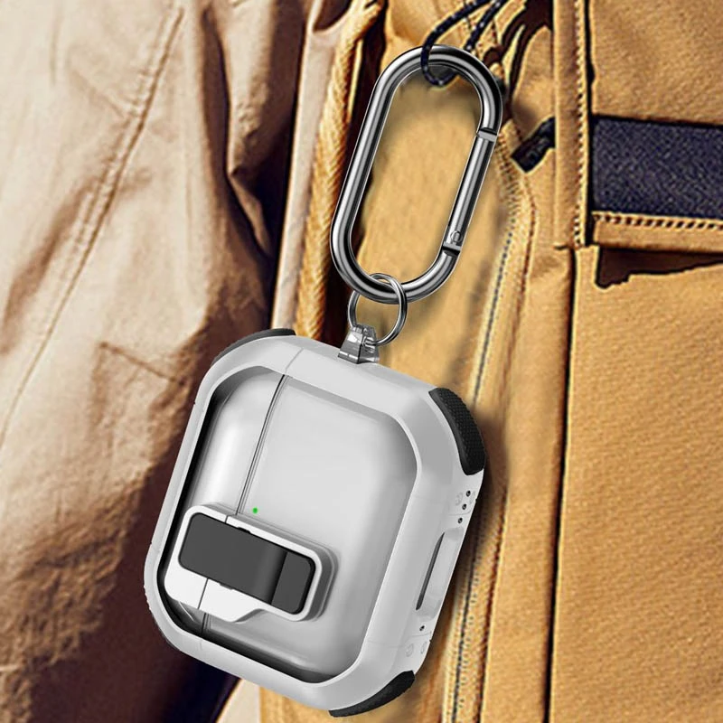 Футляр протиударний Locking Button для навушників Airpods 4, White 5, Пластик, купити оптом з доставкою