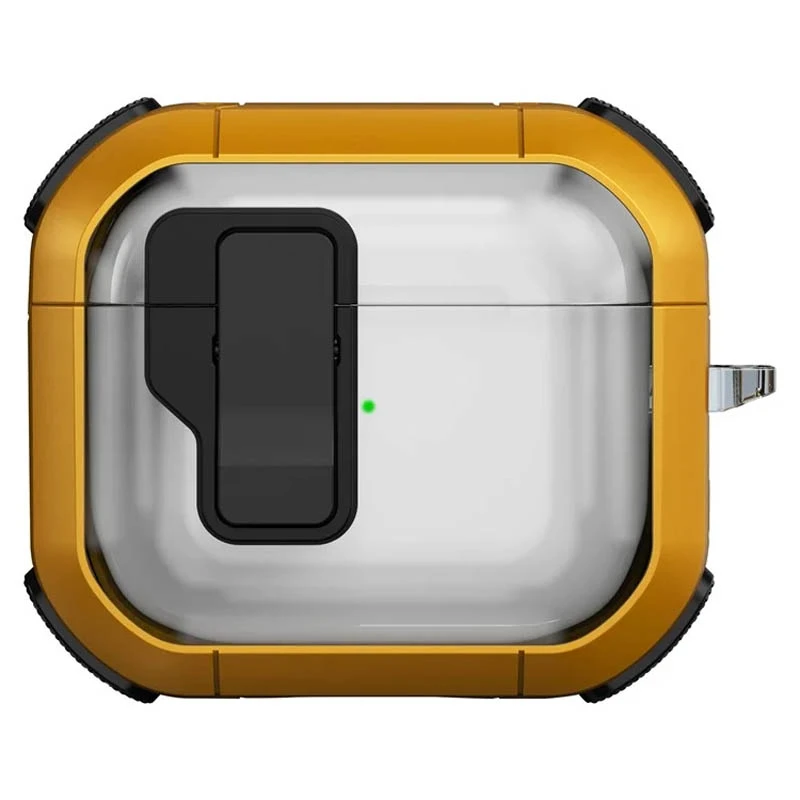 Футляр протиударний Locking Button для навушників Airpods 4, Yellow, Пластик, купити оптом з доставкою