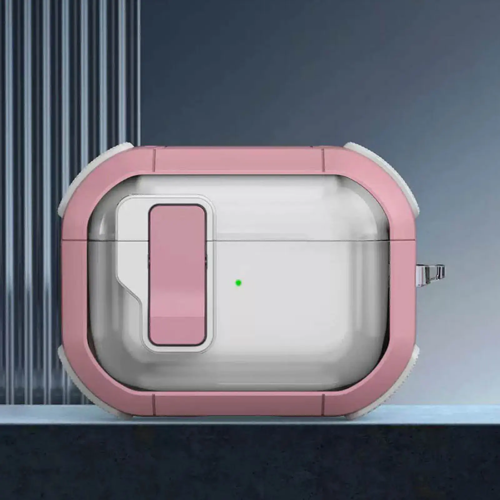 Футляр протиударний Locking Button для навушників Airpods Pro, Pink 1, Пластик, купити оптом з доставкою