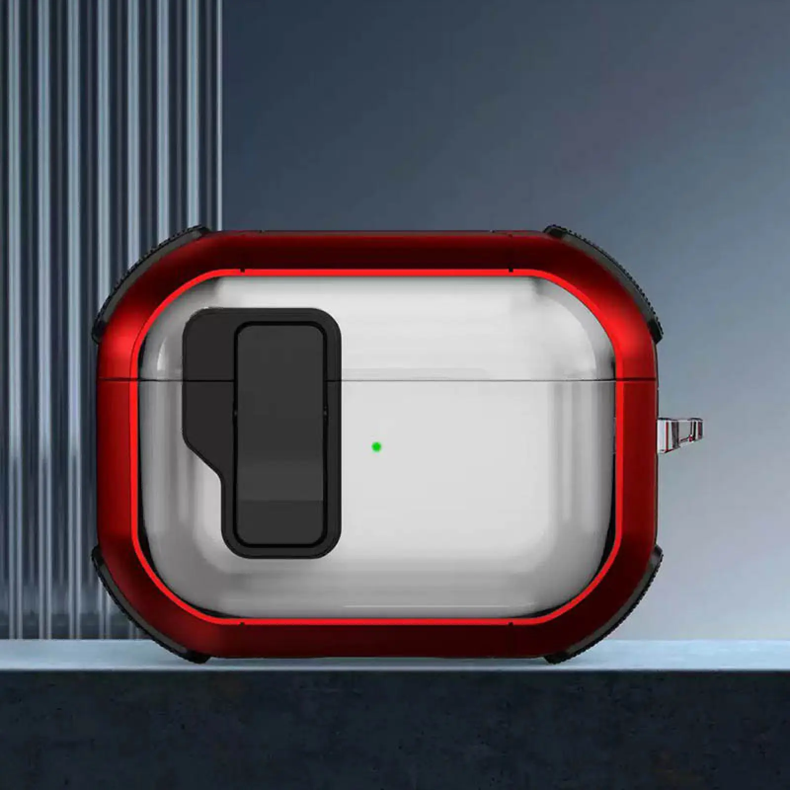 Футляр протиударний Locking Button для навушників Airpods Pro 2 / Pro, Red 1, Пластик, купити оптом з доставкою