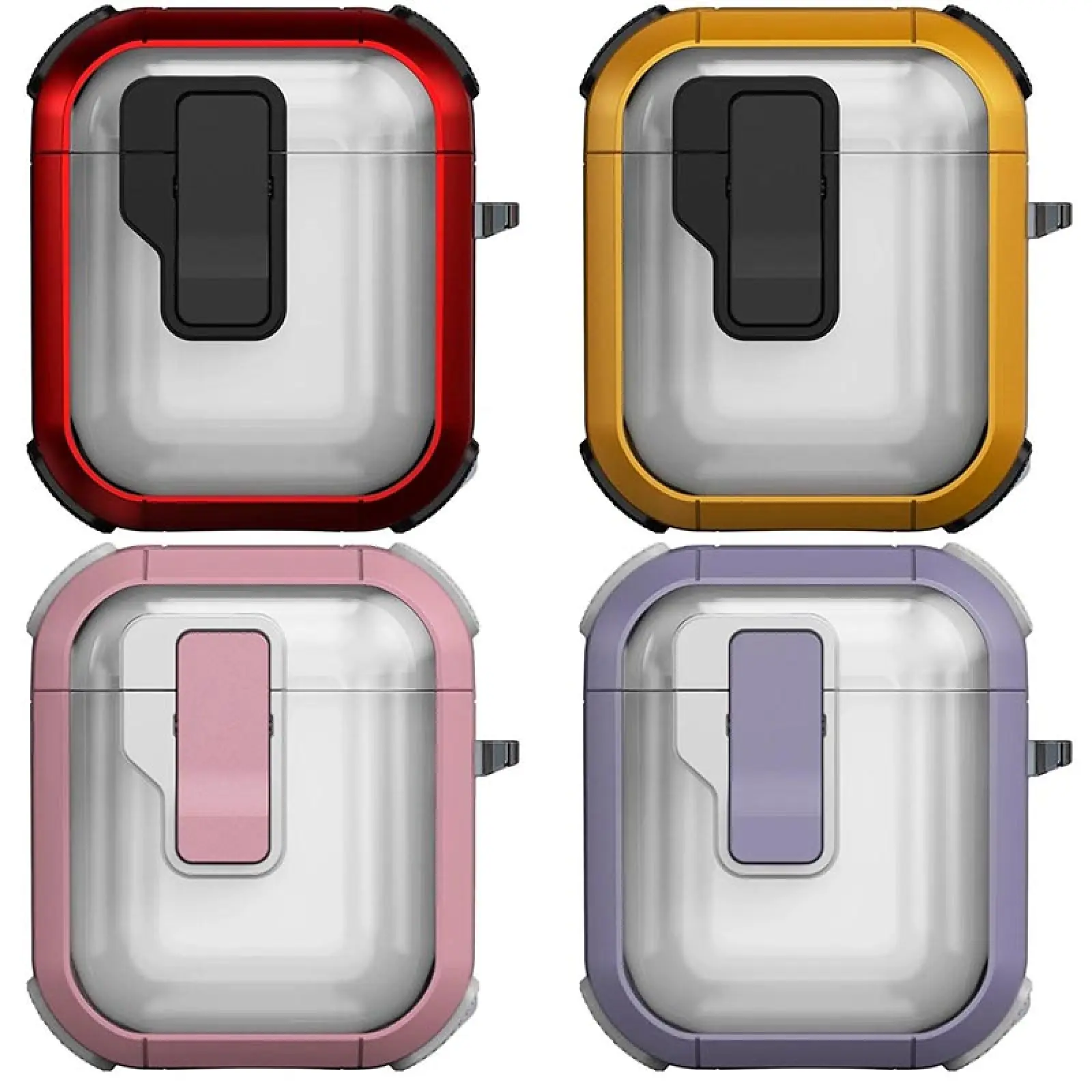 Уцінка Футляр протиударний Locking Button для навушників Airpods 1/2, Пластик, купити оптом з доставкою