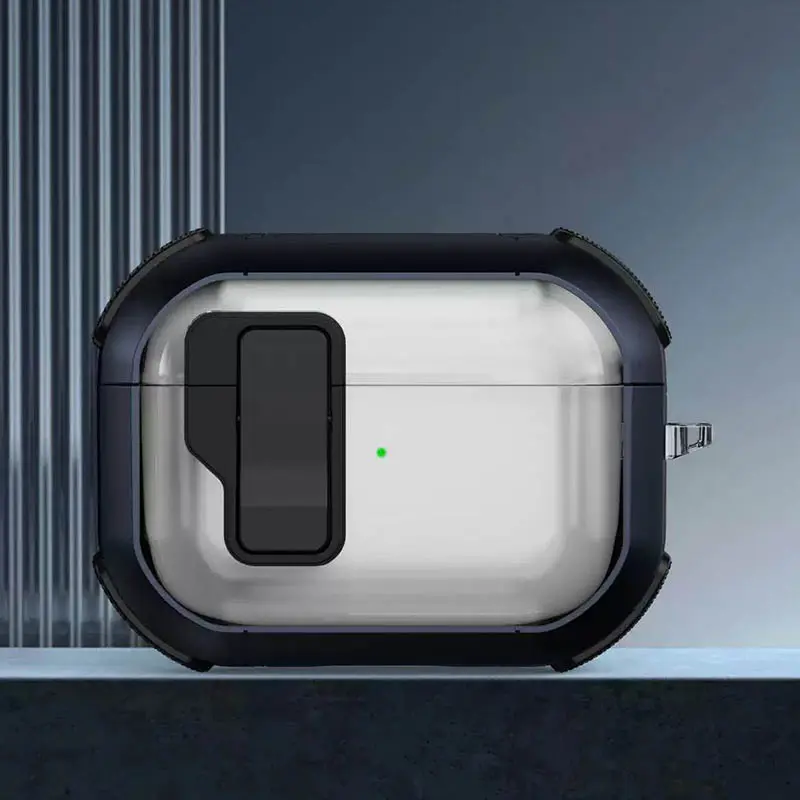 Футляр протиударний Locking Button для навушників Airpods Pro 3, Blue 1, Пластик, купити оптом з доставкою