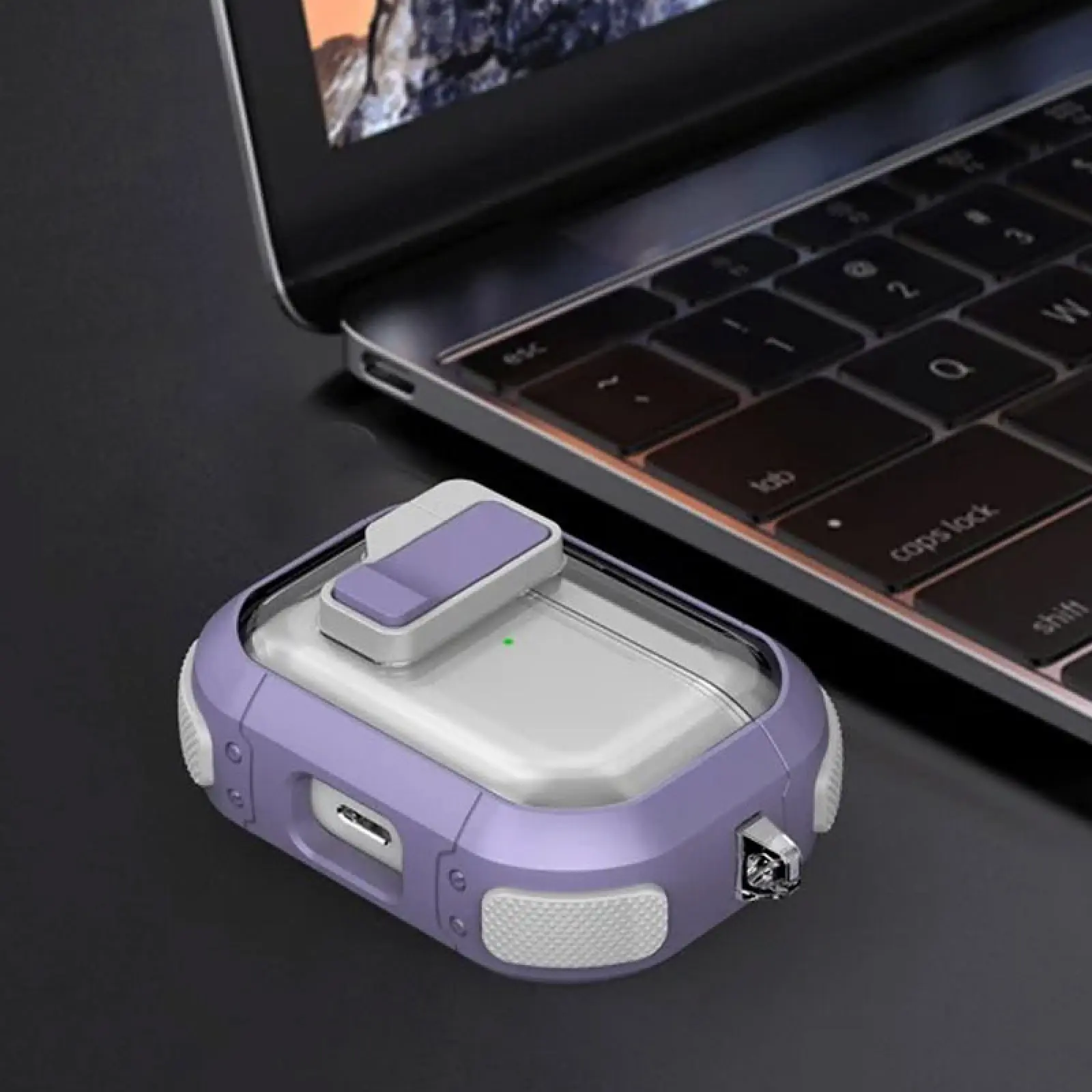 Футляр протиударний Locking Button для навушників Airpods Pro 3, Light Purple 1, Пластик, купити оптом з доставкою