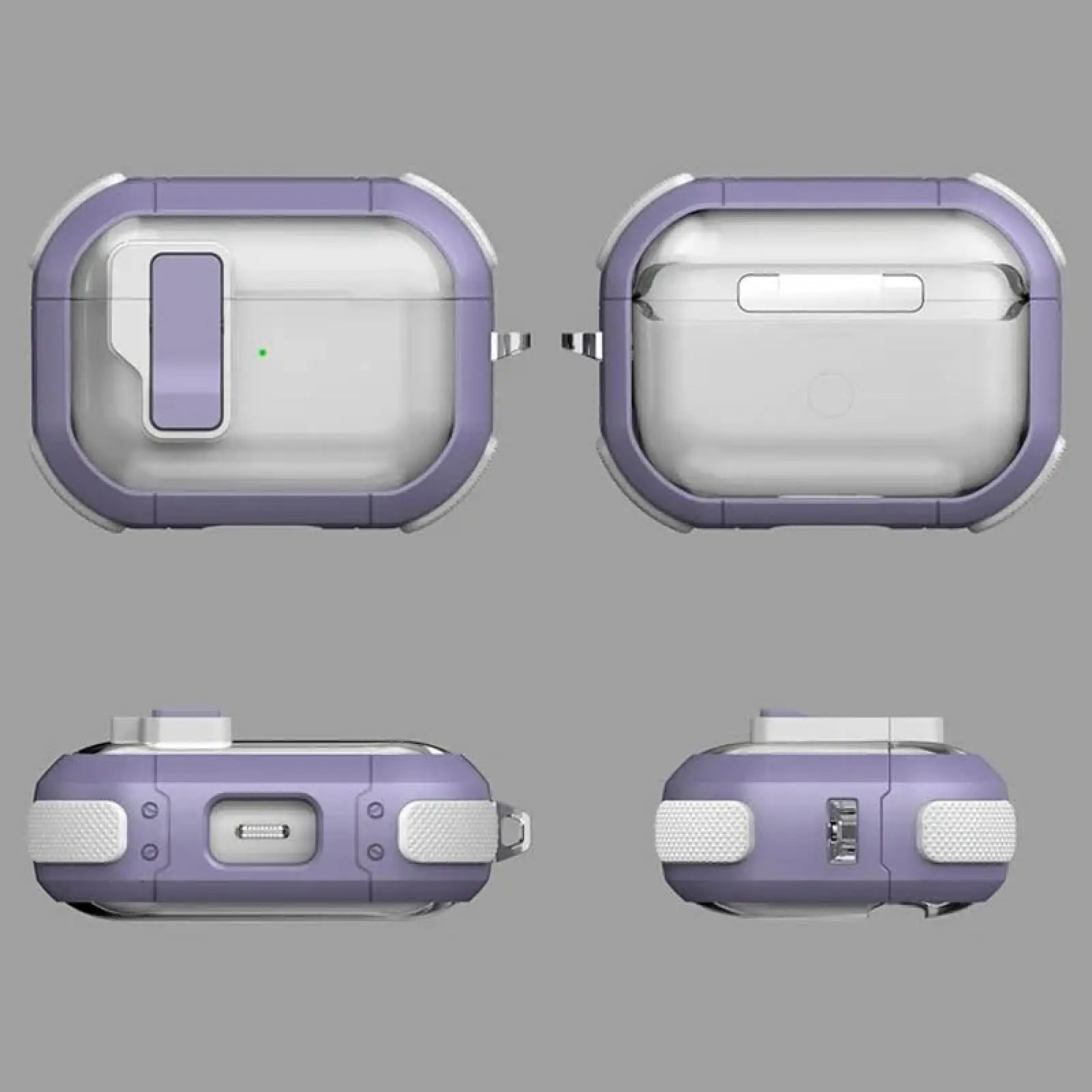 Футляр протиударний Locking Button для навушників Airpods Pro 3, Light Purple 2, Пластик, купити оптом з доставкою