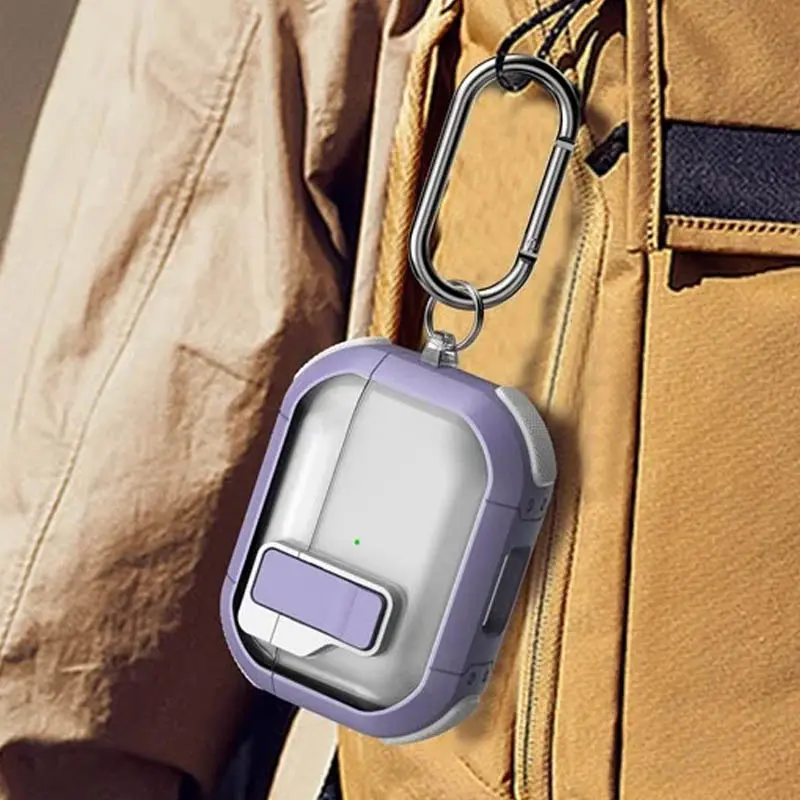 Футляр протиударний Locking Button для навушників Airpods Pro 3, Light Purple 5, Пластик, купити оптом з доставкою