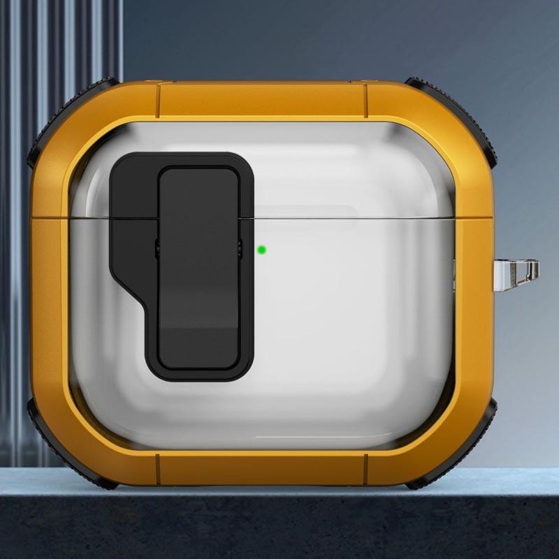 Футляр противоударный Locking Button для наушников Airpods Pro 3 на картинке №2