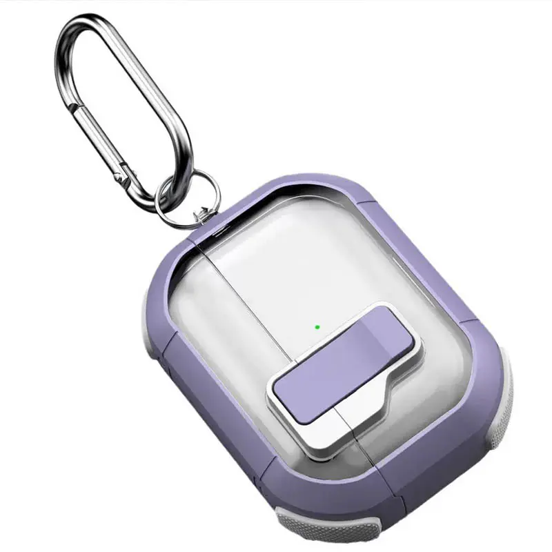 Уцінка Футляр протиударний Locking Button для навушників Airpods Pro, Пошкоджена упаковка / Light Purple 4, Пластик, купити оптом з доставкою