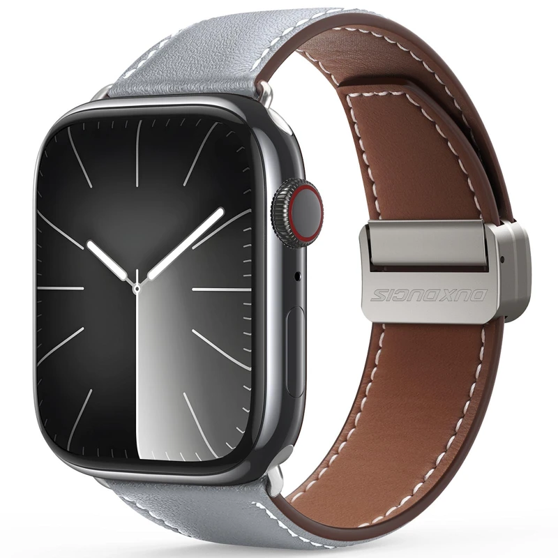 Ремешок Dux Ducis Genuine Leather для Apple Watch 38/40/41/42mm(ser.10), Grey, Кожа, купить оптом с доставкой