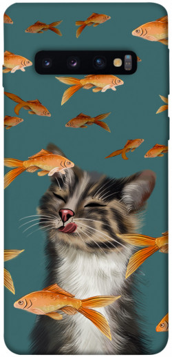 Чохол itsPrint Cat with fish для Samsung Galaxy S10