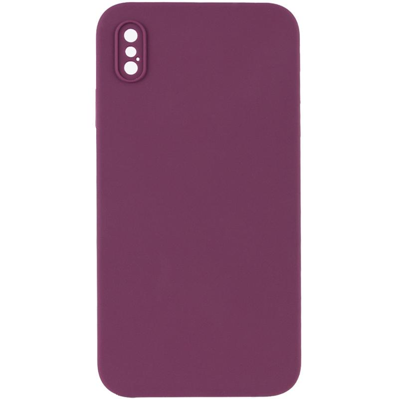 Чехол Silicone Case Square Full Camera Protective (AA) для Apple iPhone X (5.8) | Микрофибра на картинке №1
