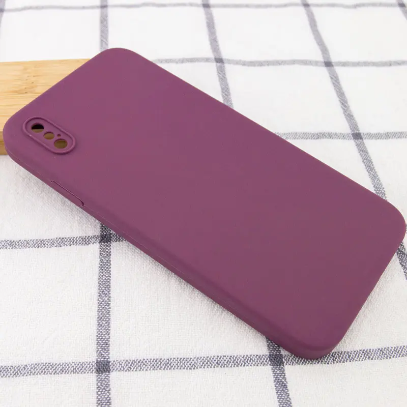 Чехол Silk Square Full Camera Protective (AA) NO LOGO для Apple iPhone X / XS (5.8"), Бордовый / Maroon 1, Силикон, купить оптом с доставкой
