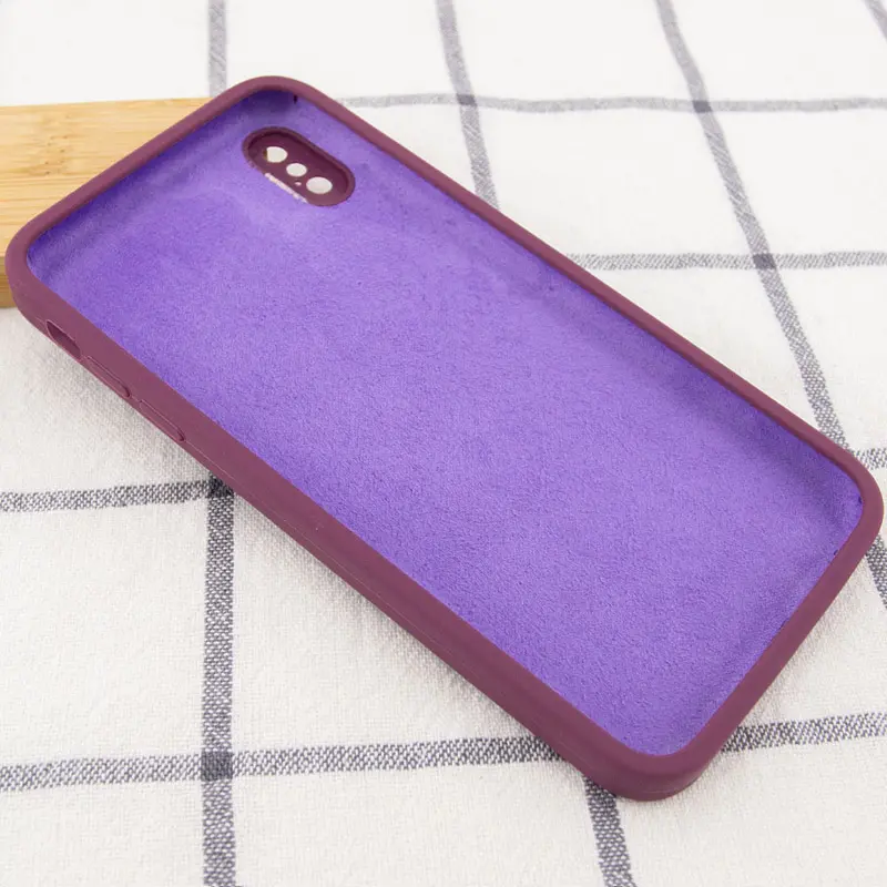 Чехол Silk Square Full Camera Protective (AA) NO LOGO для Apple iPhone X / XS (5.8"), Бордовый / Maroon 2, Силикон, купить оптом с доставкой