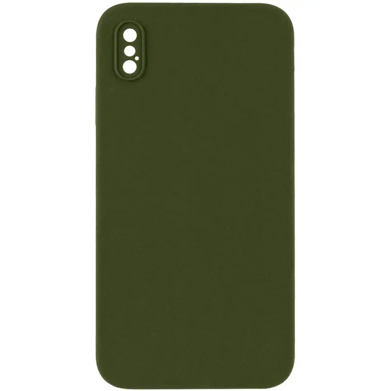 Чехол Silk Square Full Camera Protective (AA) NO LOGO для Apple iPhone X / XS (5.8"), Зеленый / Dark Olive, Силикон, купить оптом с доставкой