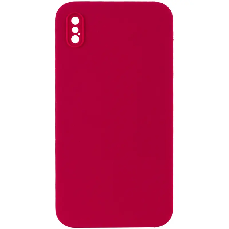Чехол Silk Square Full Camera Protective (AA) NO LOGO для Apple iPhone X / XS (5.8"), Красный / Rose Red, Силикон, купить оптом с доставкой