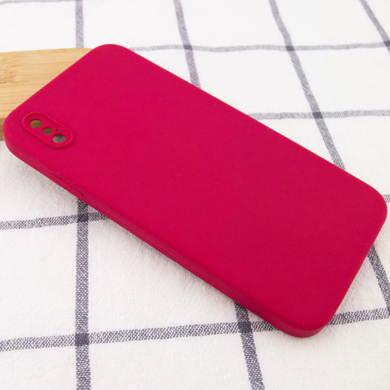 Чехол Silk Square Full Camera Protective (AA) NO LOGO для Apple iPhone X / XS (5.8"), Красный / Rose Red 1, Силикон, купить оптом с доставкой