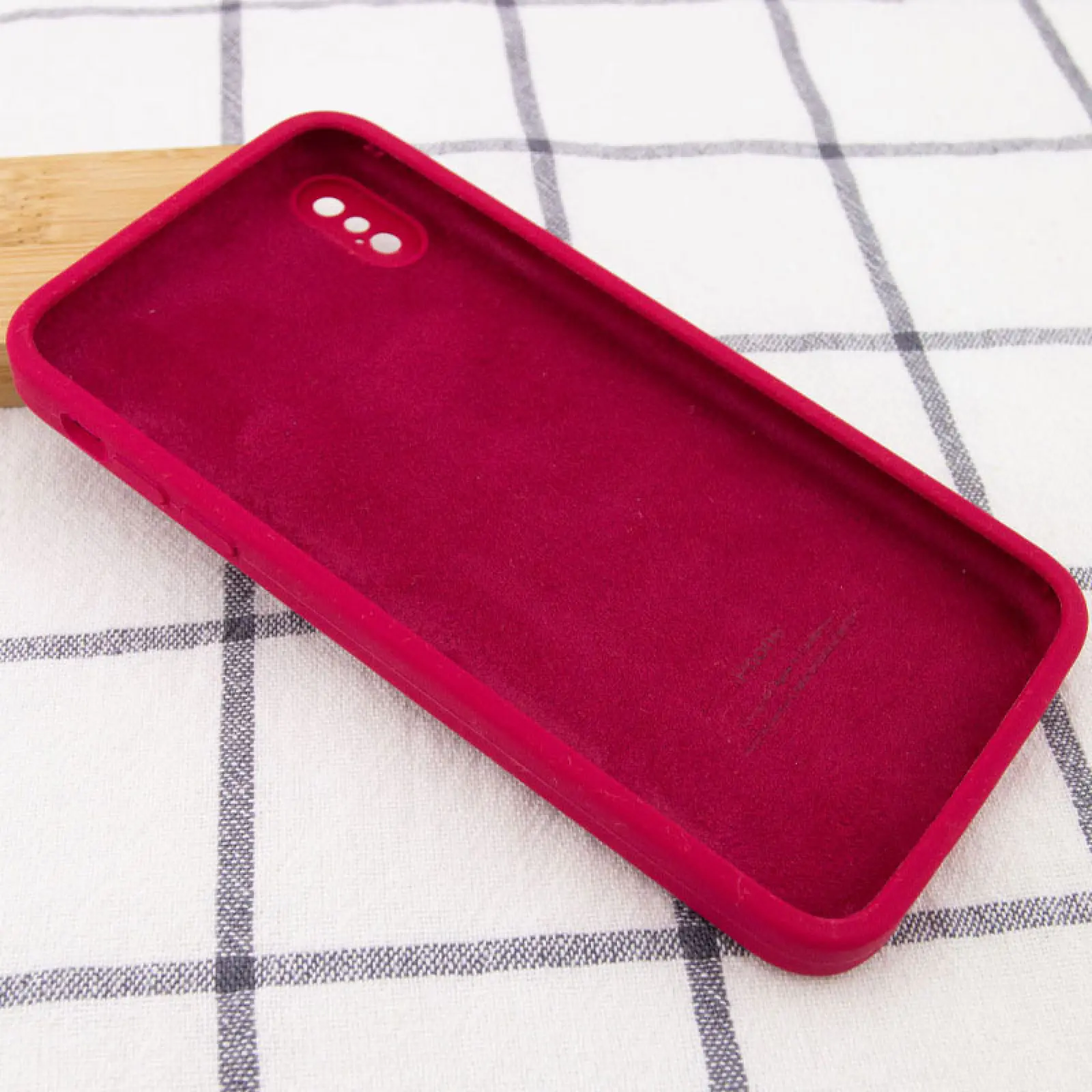 Чехол Silk Square Full Camera Protective (AA) NO LOGO для Apple iPhone X / XS (5.8"), Красный / Rose Red 2, Силикон, купить оптом с доставкой