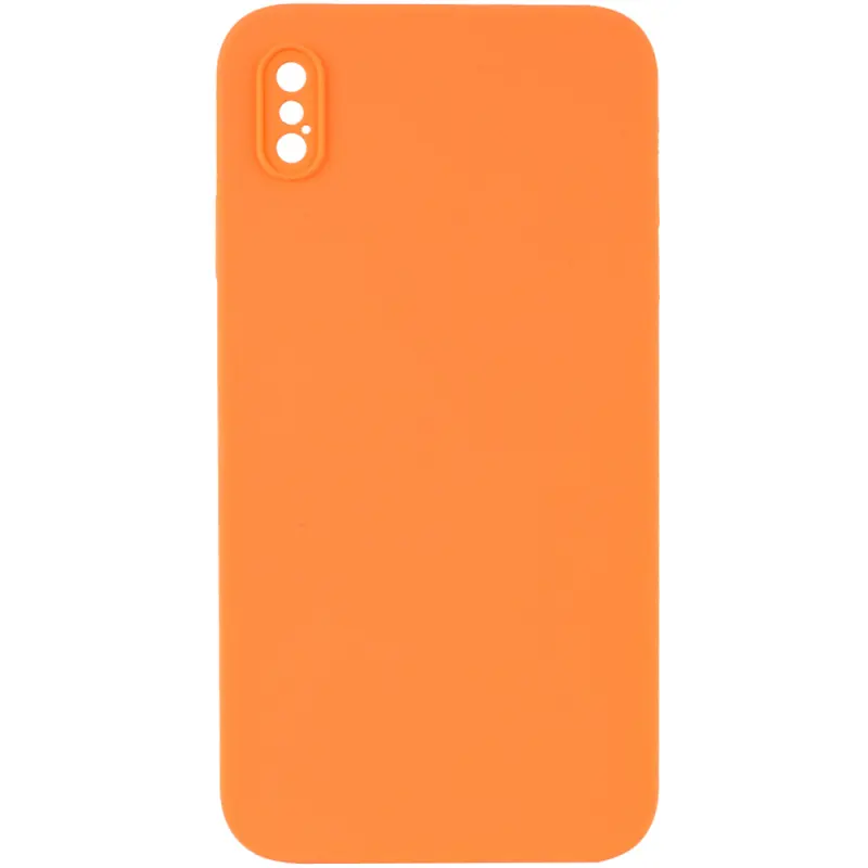 Чехол Silk Square Full Camera Protective (AA) NO LOGO для Apple iPhone X / XS (5.8"), Оранжевый / Papaya, Силикон, купить оптом с доставкой