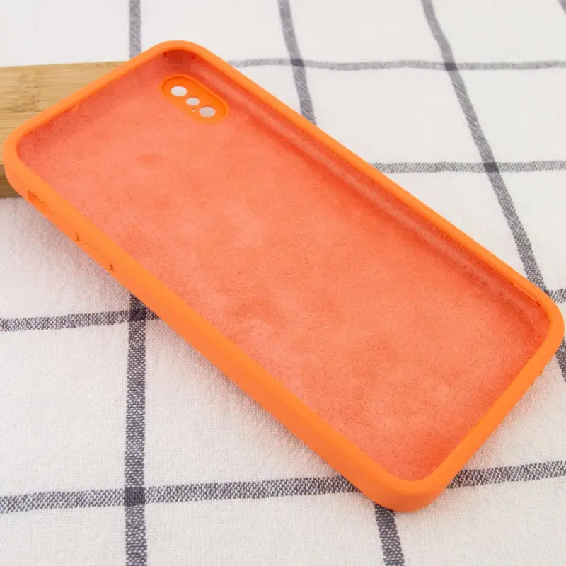 Чехол Silk Square Full Camera Protective (AA) NO LOGO для Apple iPhone X / XS (5.8"), Оранжевый / Papaya 2, Силикон, купить оптом с доставкой