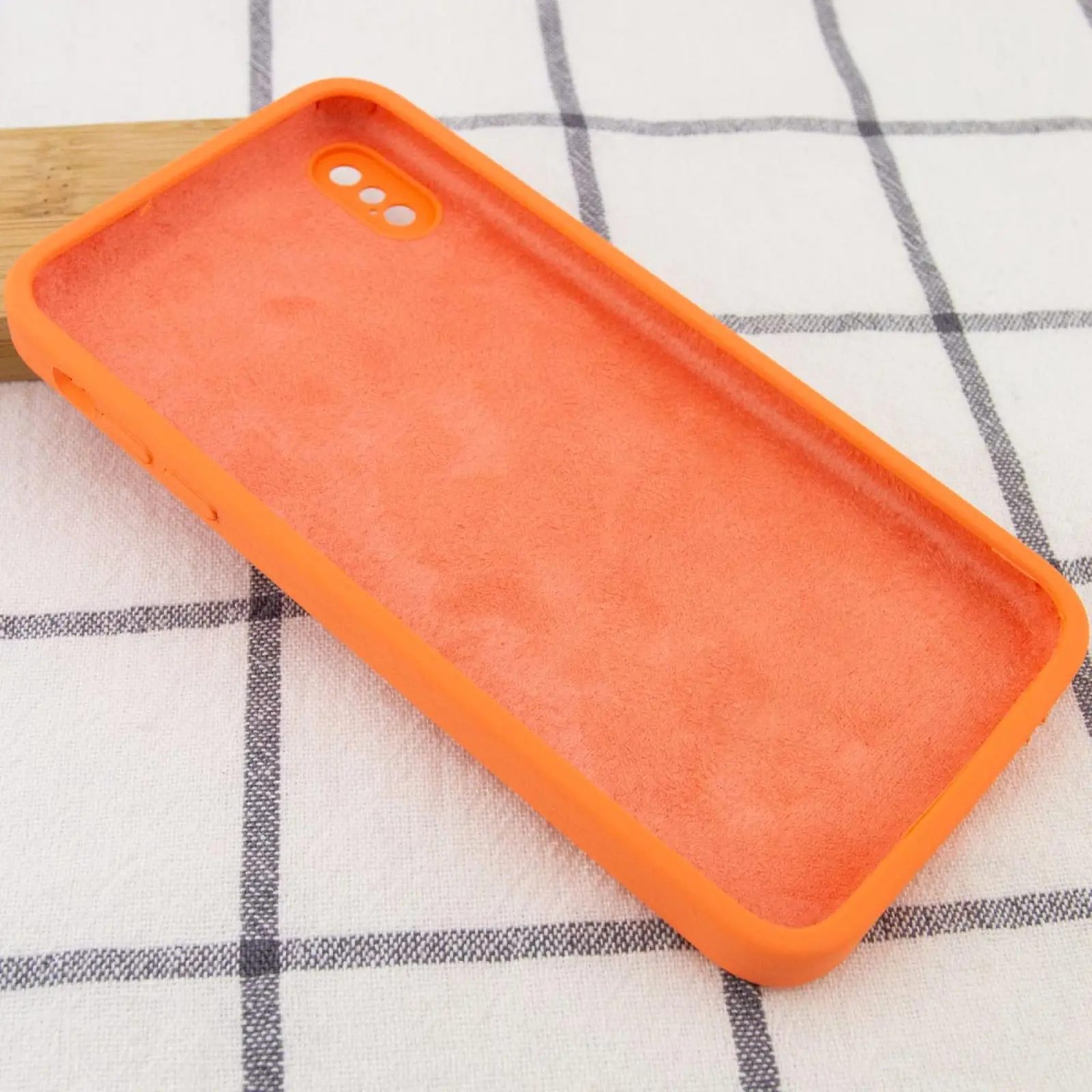 Чехол Silk Square Full Camera Protective (AA) NO LOGO для Apple iPhone X / XS (5.8"), Оранжевый / Papaya 2, Силикон, купить оптом с доставкой