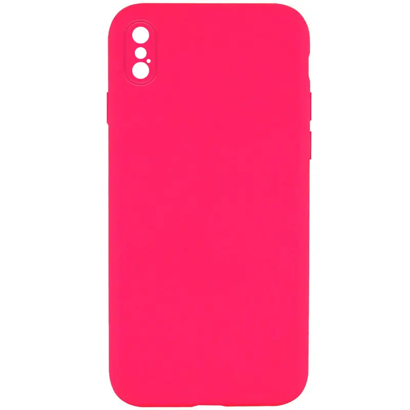 Чехол Silk Square Full Camera Protective (AA) NO LOGO для Apple iPhone X / XS (5.8"), Розовый / Barbie pink, Силикон, купить оптом с доставкой