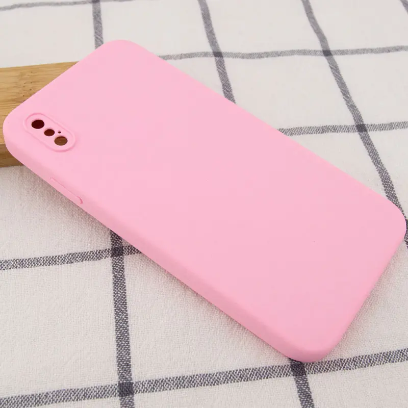 Чехол Silk Square Full Camera Protective (AA) NO LOGO для Apple iPhone X / XS (5.8"), Розовый / Light pink 1, Силикон, купить оптом с доставкой