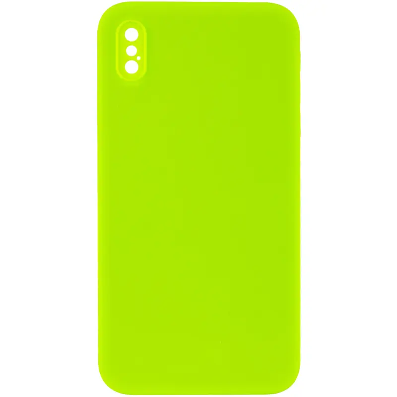 Чехол Silk Square Full Camera Protective (AA) NO LOGO для Apple iPhone X / XS (5.8"), Салатовый / Neon green, Силикон, купить оптом с доставкой