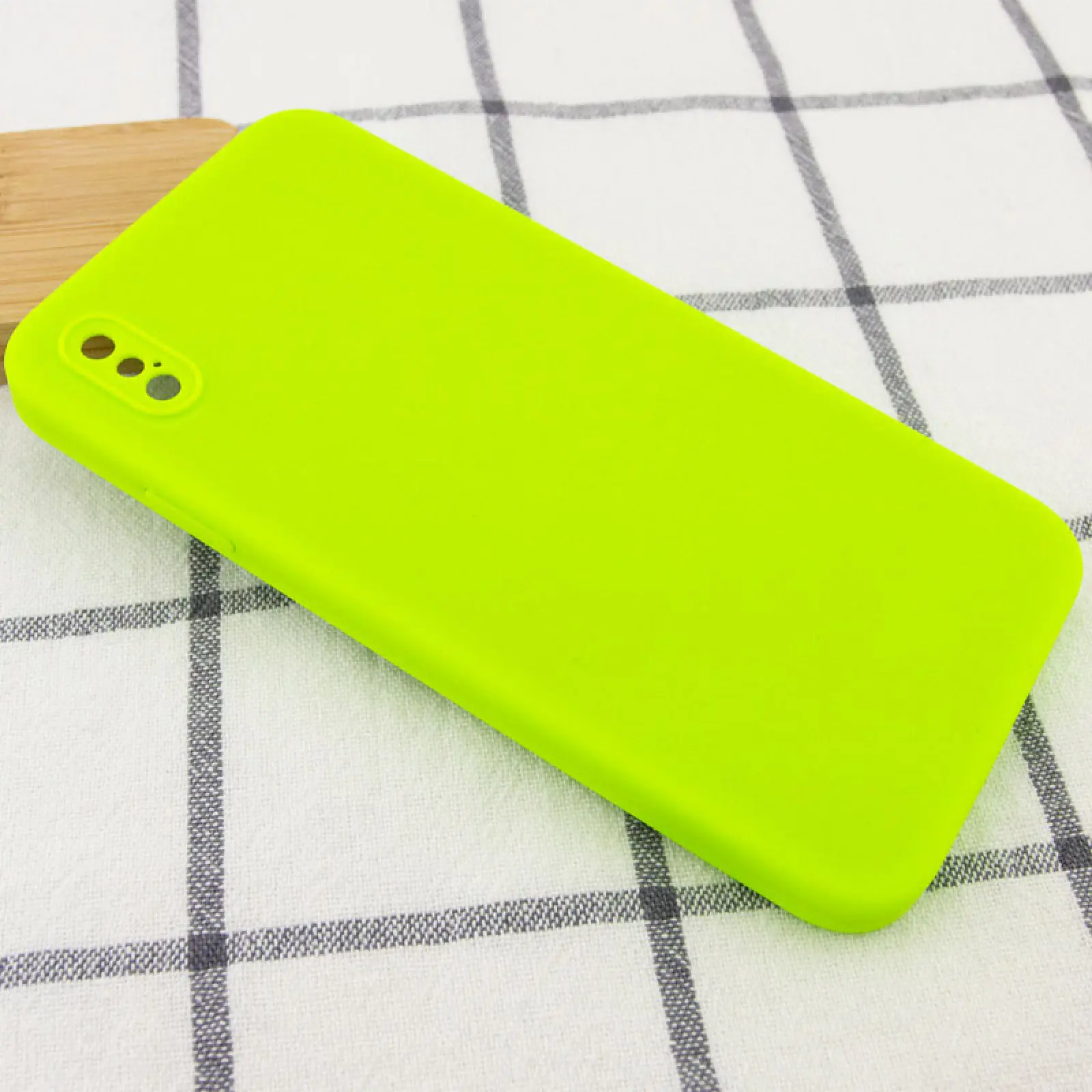 Чехол Silk Square Full Camera Protective (AA) NO LOGO для Apple iPhone X / XS (5.8"), Салатовый / Neon green 1, Силикон, купить оптом с доставкой