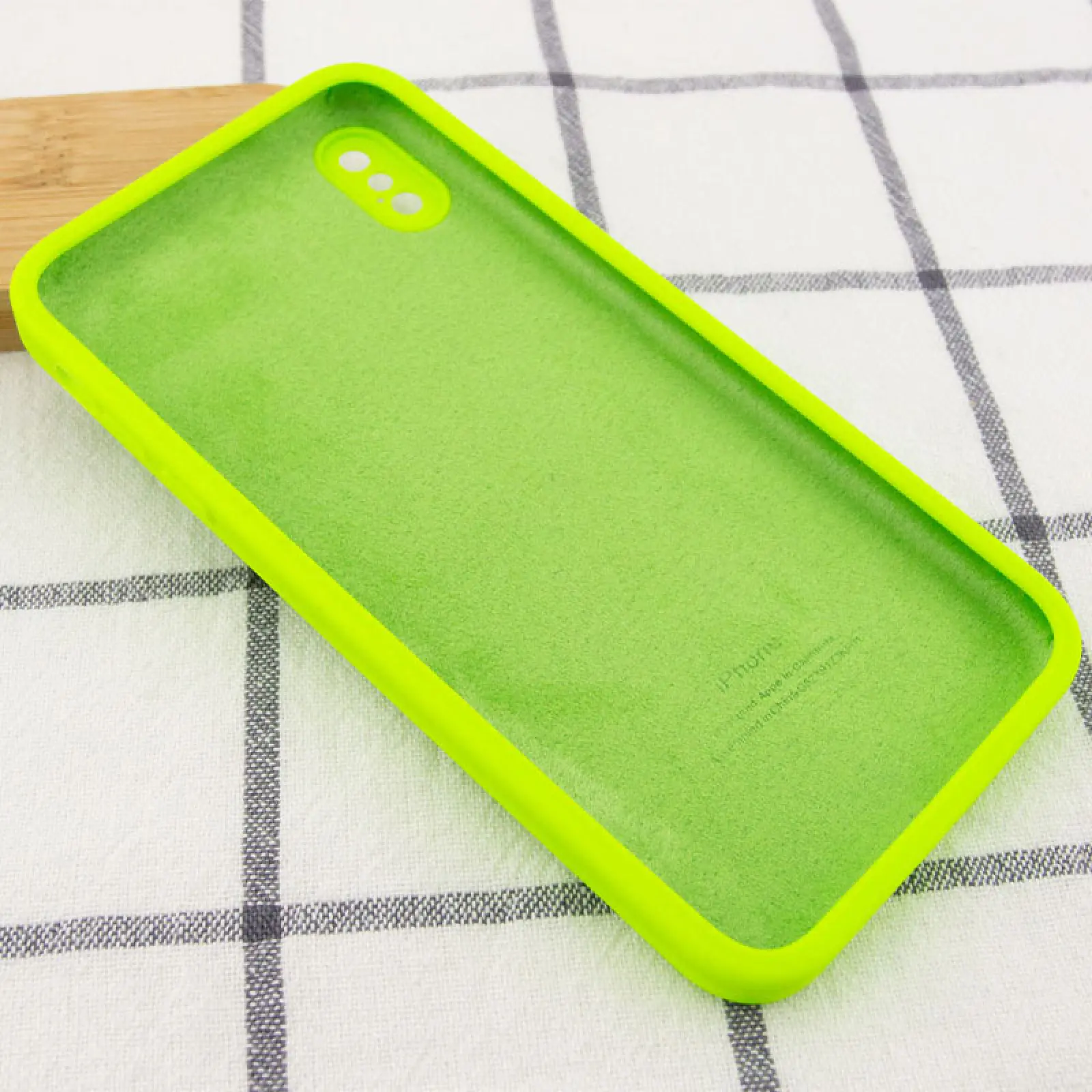 Чехол Silk Square Full Camera Protective (AA) NO LOGO для Apple iPhone X / XS (5.8"), Салатовый / Neon green 2, Силикон, купить оптом с доставкой