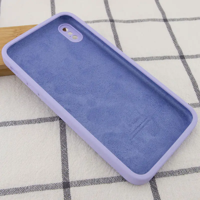 Чехол Silk Square Full Camera Protective (AA) NO LOGO для Apple iPhone X / XS (5.8"), Сиреневый / Dasheen 1, Силикон, купить оптом с доставкой