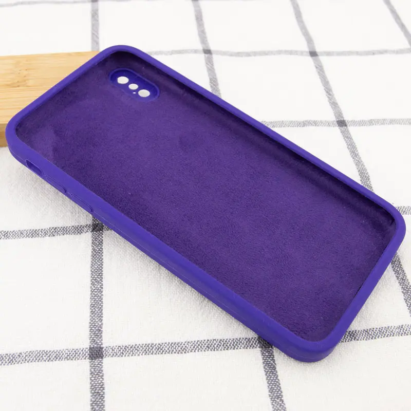 Чехол Silk Square Full Camera Protective (AA) NO LOGO для Apple iPhone X / XS (5.8"), Фиолетовый / Ultra Violet 2, Силикон, купить оптом с доставкой
