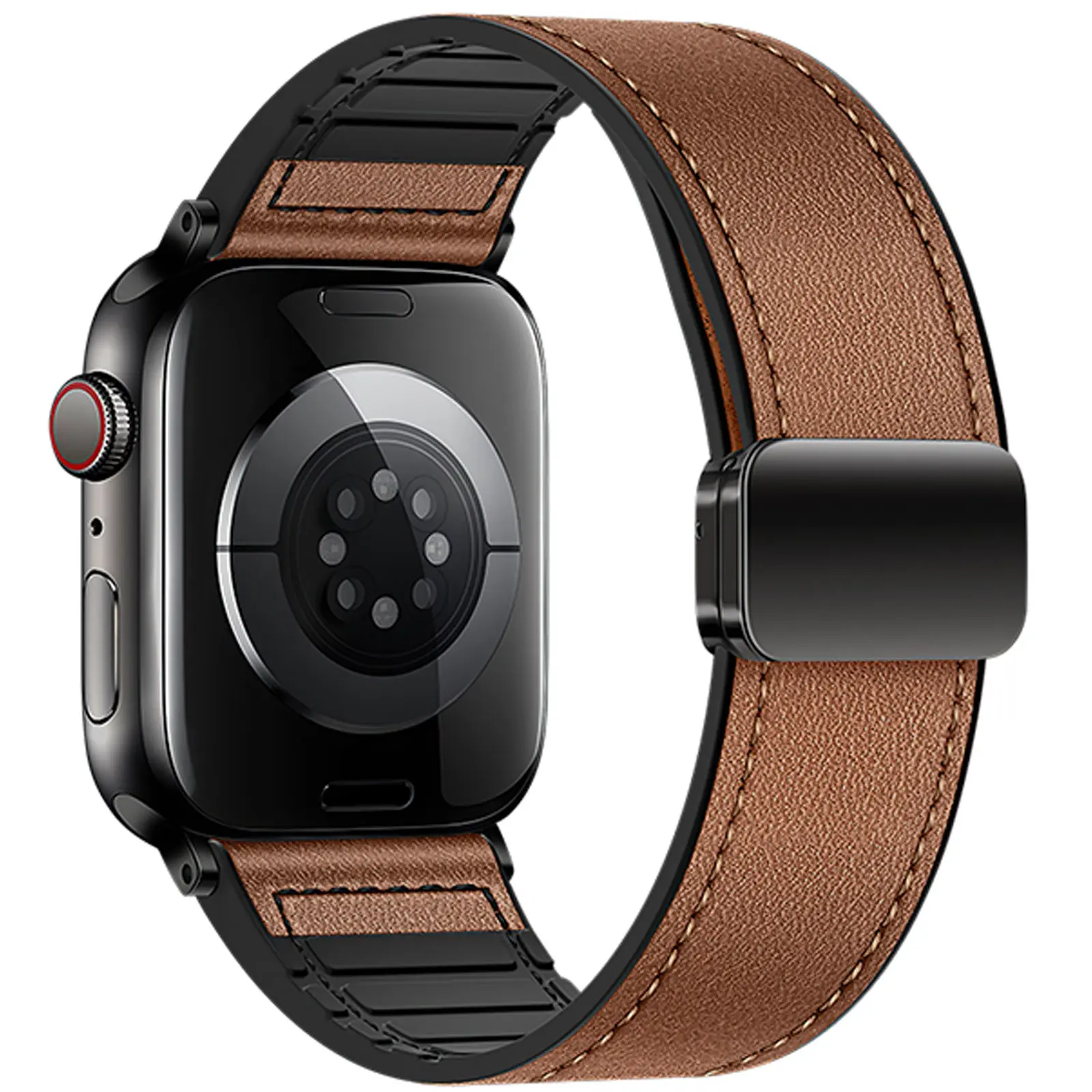 Ремінець Hoco WA34 Basic magnetic buckle silicone leather strap для Apple watch 38/40/41/42mm, Brown 1, Штучна шкіра, купити оптом з доставкою