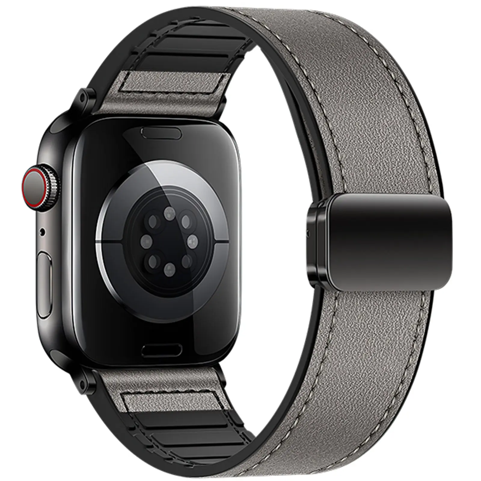 Ремінець Hoco WA34 Basic magnetic buckle silicone leather strap для Apple watch 38/40/41/42mm, Dark Gray 1, Штучна шкіра, купити оптом з доставкою