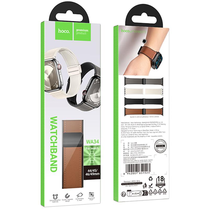 Ремінець Hoco WA34 Basic magnetic buckle silicone leather strap для Apple watch 44/45/46/49mm на малюнкі №3
