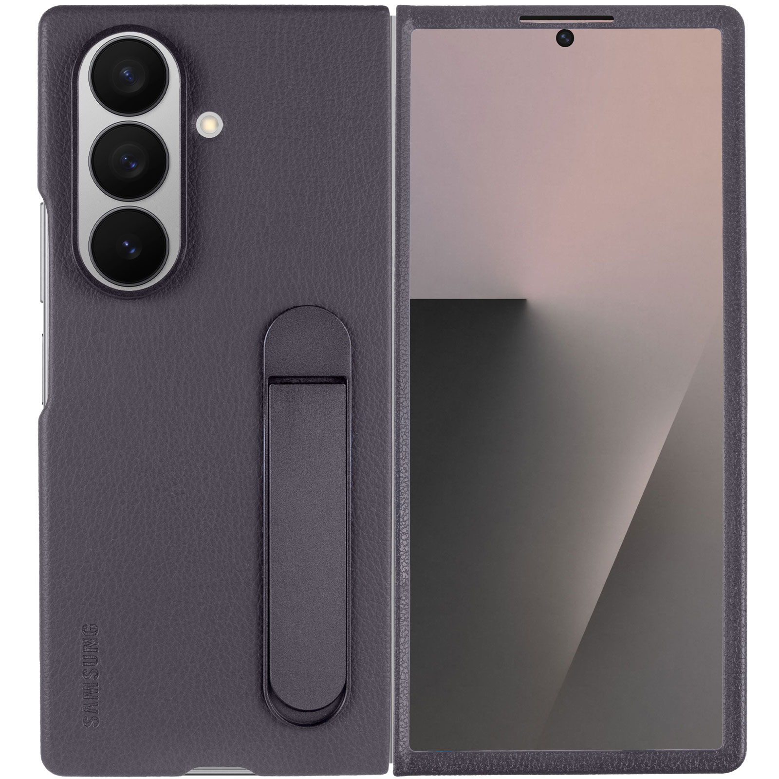 Кожаный чехол Leather Case (AAA) with stand для Samsung Galaxy Z Fold7, Gray 1, Искусственная кожа, купить оптом с доставкой