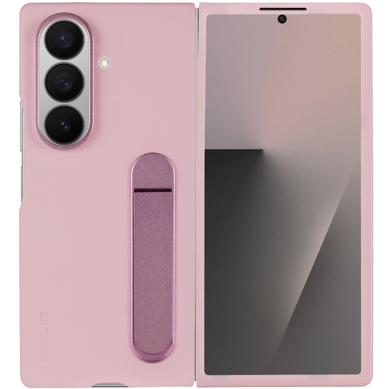 Кожаный чехол Leather Case (AAA) with stand для Samsung Galaxy Z Fold7, Pink 1, Искусственная кожа, купить оптом с доставкой