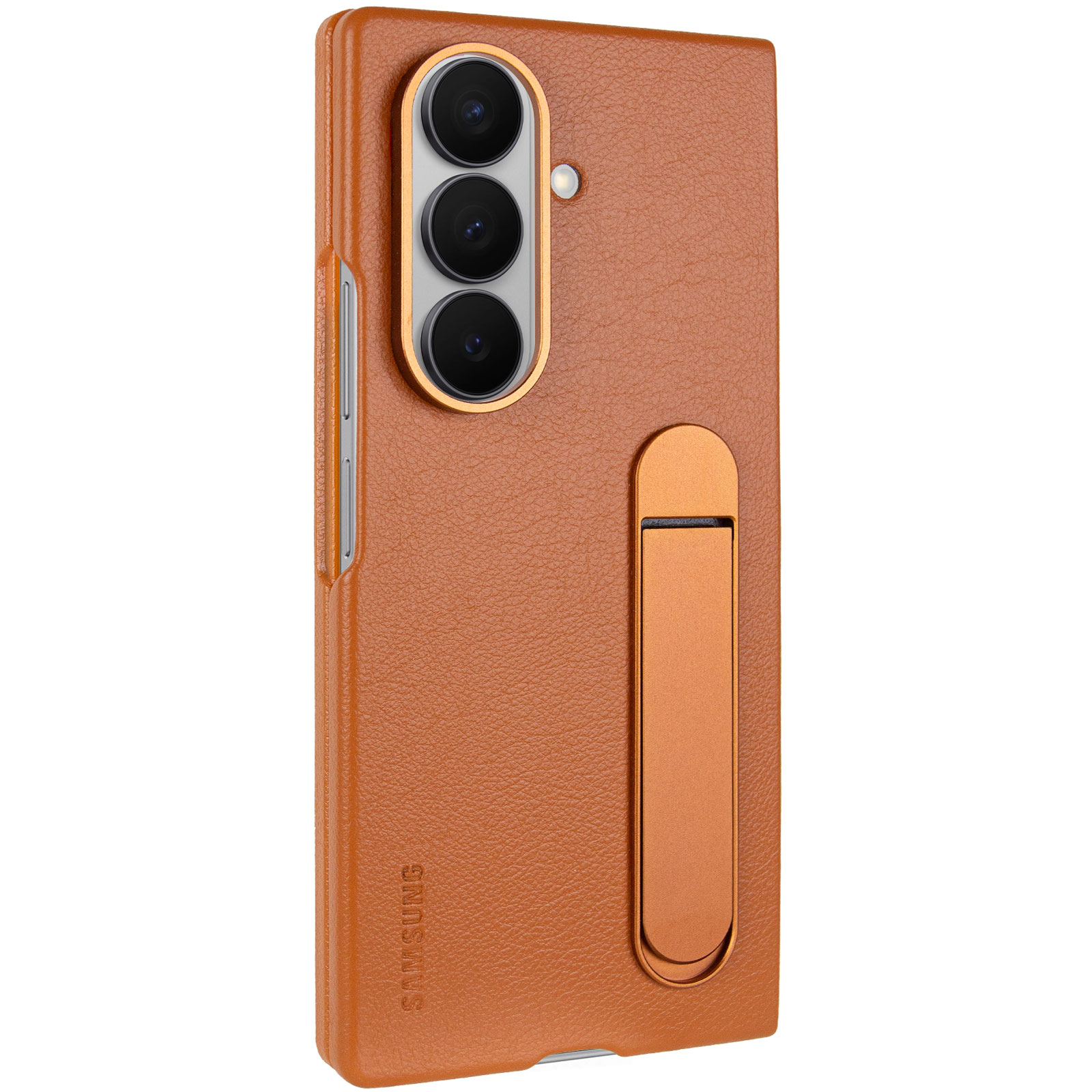 Уценка Кожаный чехол Leather Case (AAA) with stand для Samsung Galaxy Z Fold7, Вскрытая упаковка / Tan, Искусственная кожа, купить оптом с доставкой