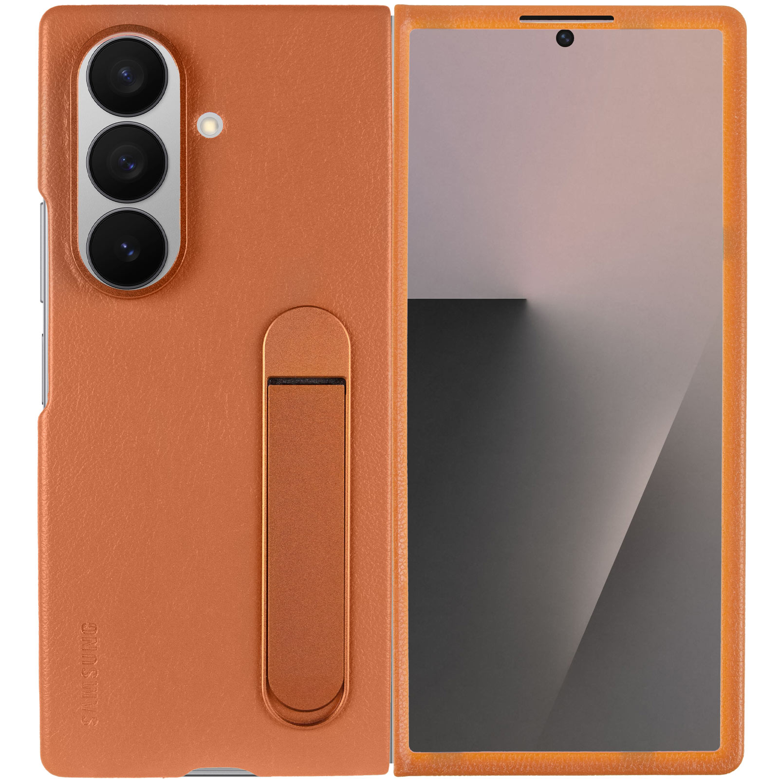 Уценка Кожаный чехол Leather Case (AAA) with stand для Samsung Galaxy Z Fold7, Вскрытая упаковка / Tan 1, Искусственная кожа, купить оптом с доставкой