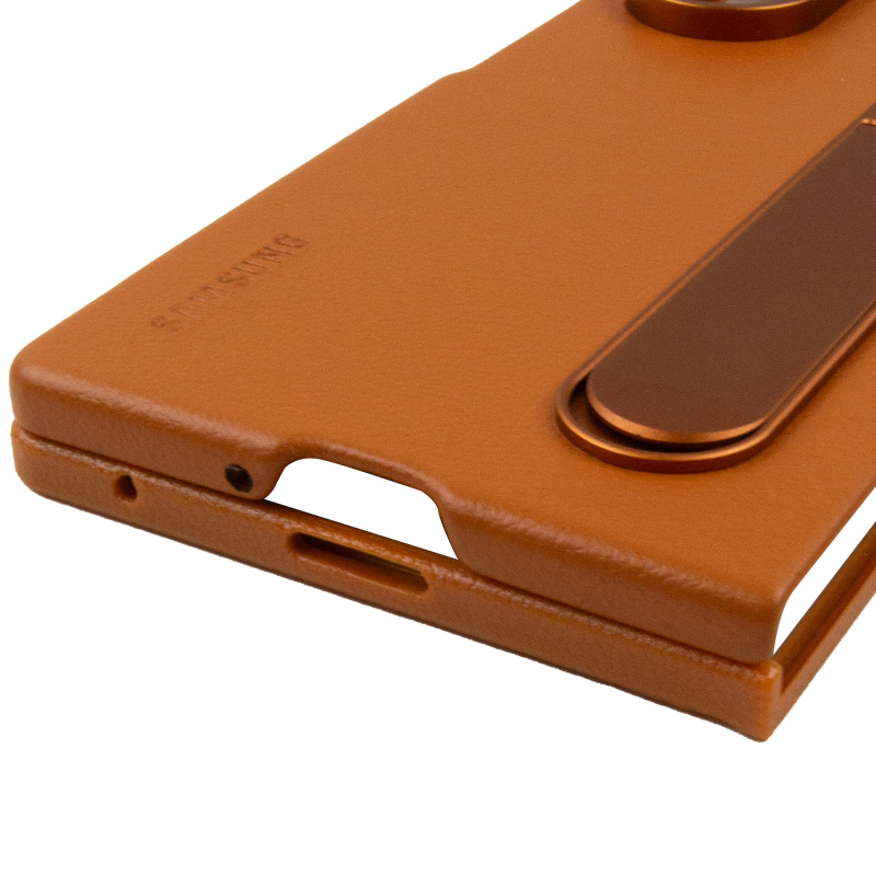 Уценка Кожаный чехол Leather Case (AAA) with stand для Samsung Galaxy Z Fold7, Вскрытая упаковка / Tan 4, Искусственная кожа, купить оптом с доставкой