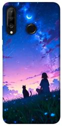 Чехол itsPrint Space girl and cat для Huawei P30 lite