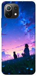 Чохол itsPrint Space girl and cat для Xiaomi Mi 11 Lite