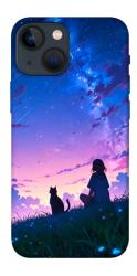 Чехол itsPrint Space girl and cat для Apple iPhone 13 mini (5.4")