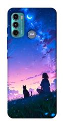 Чехол itsPrint Space girl and cat для Motorola Moto G60