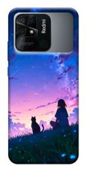 Чехол itsPrint Space girl and cat для Xiaomi Redmi 10C