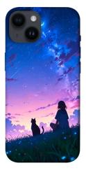Чехол itsPrint Space girl and cat для Apple iPhone 14 (6.1")