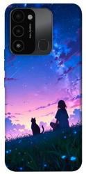 Чохол itsPrint Space girl and cat для TECNO Spark 8C